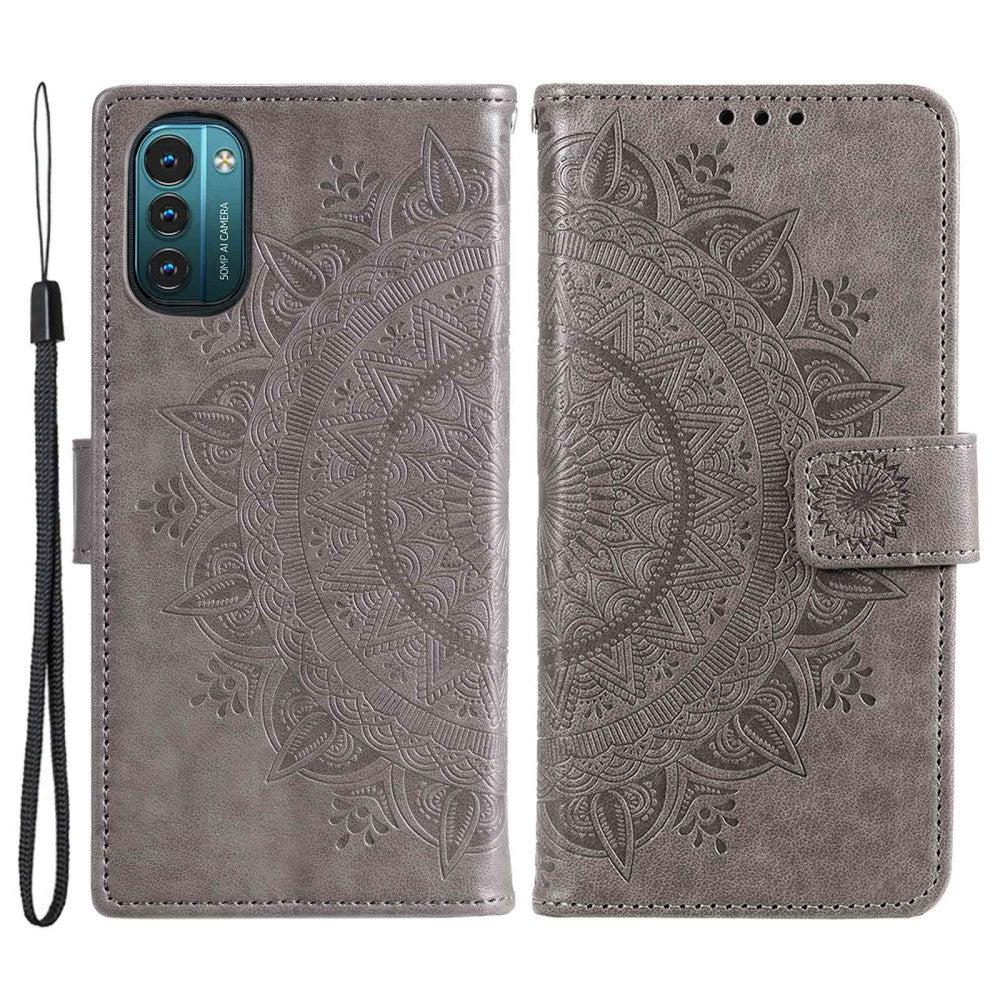 Hülle für Nokia G21/G11 Handyhülle Flip Case Cover Schutzhülle Etui Mandala Grau