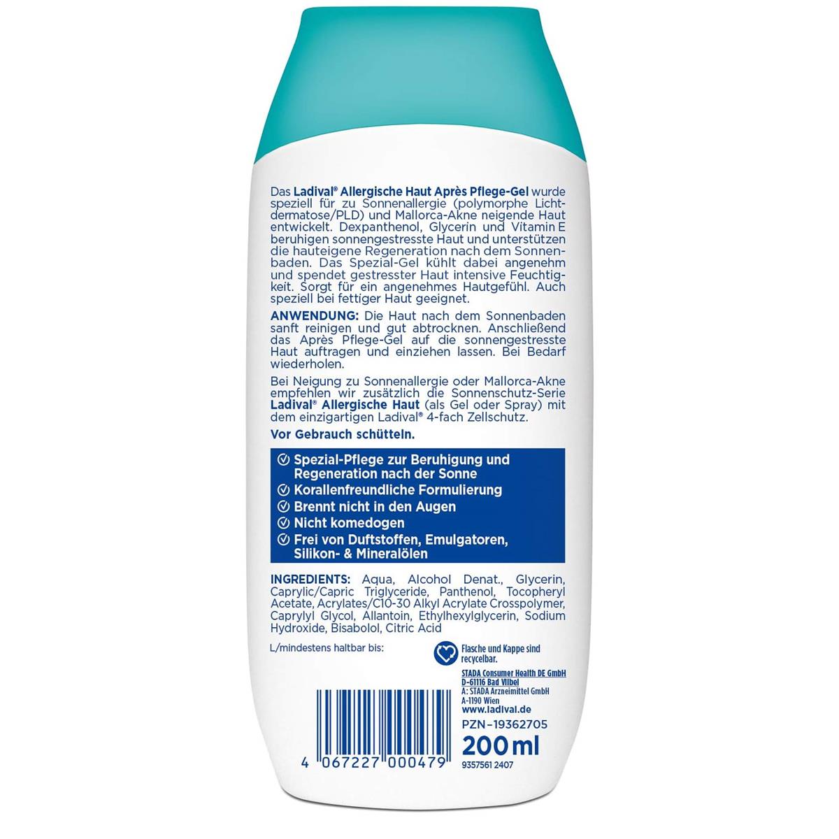 Ladival Après Pflege Gel für allergische Haut - Sonnencreme kühlend und feuchtigkeitsspendend 200ml