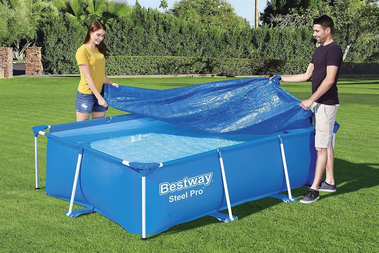 Bestway Flowclear PE-Abdeckplane 264 x 174 cm, für eckige 259 x 170 cm Steel Pro Pools, blau