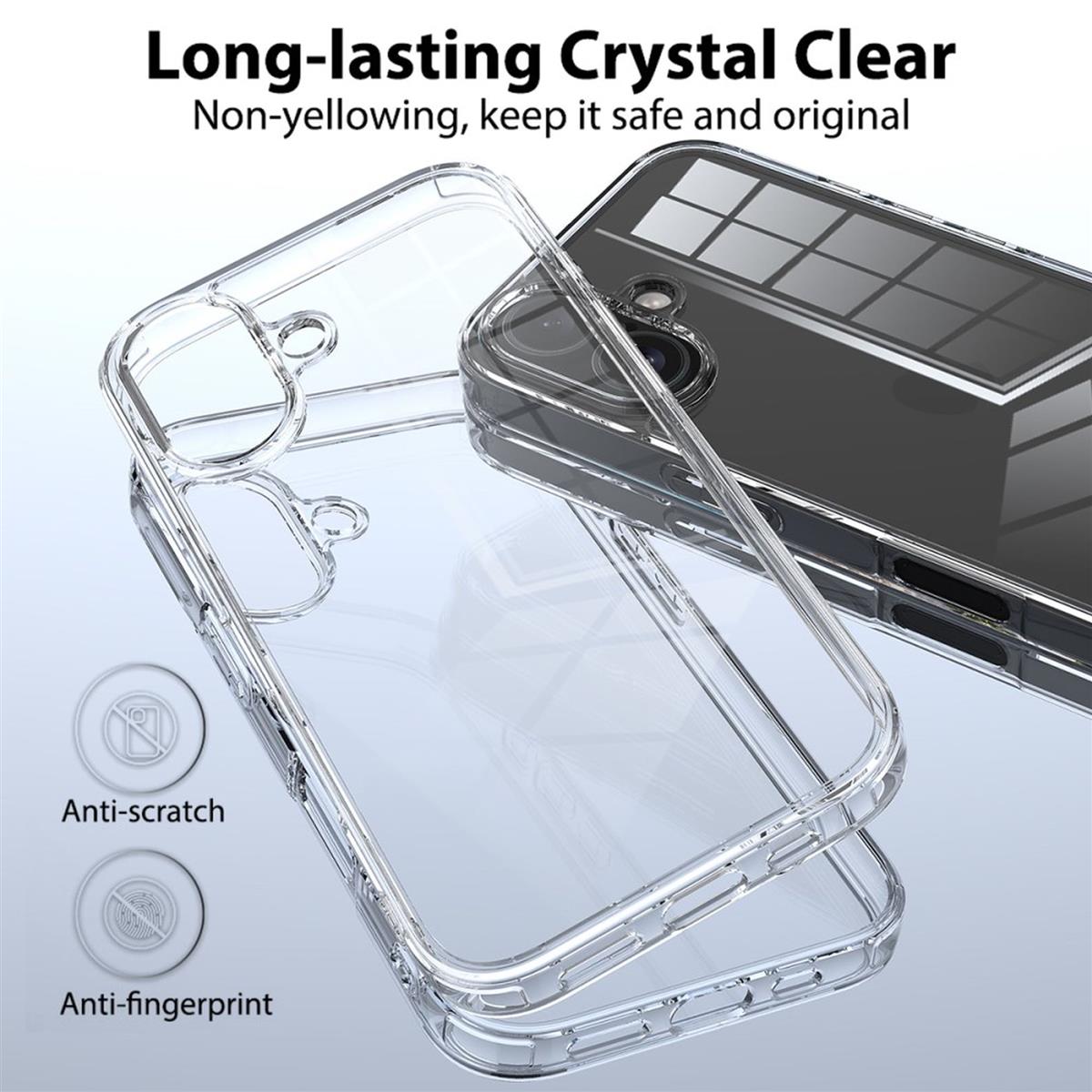 Hülle für Apple iPhone 16 Handyhülle Case Hybrid Silikon Bumper Cover Klar