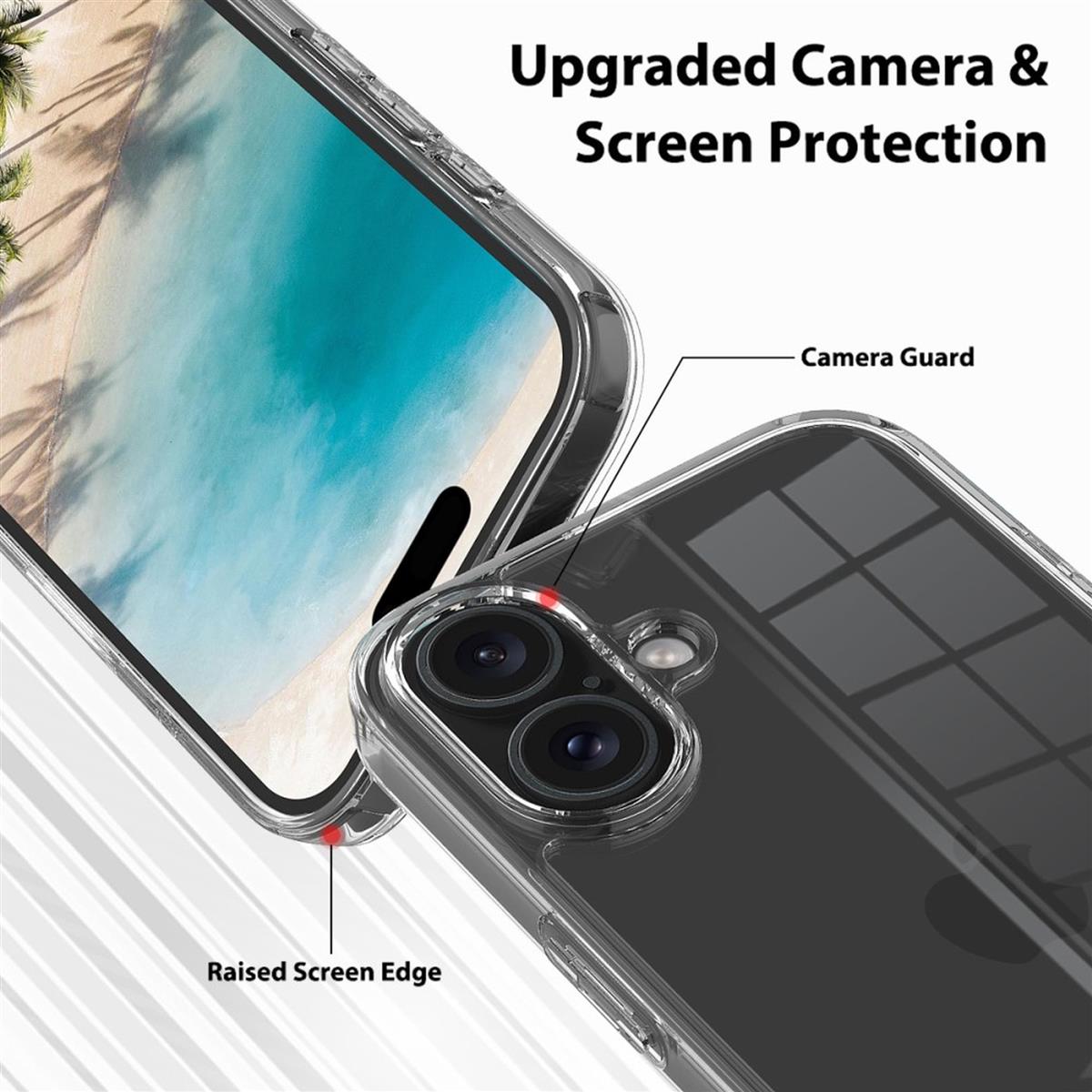 Hülle für Apple iPhone 16 Plus Handyhülle Case Hybrid Silikon Bumper Cover Klar