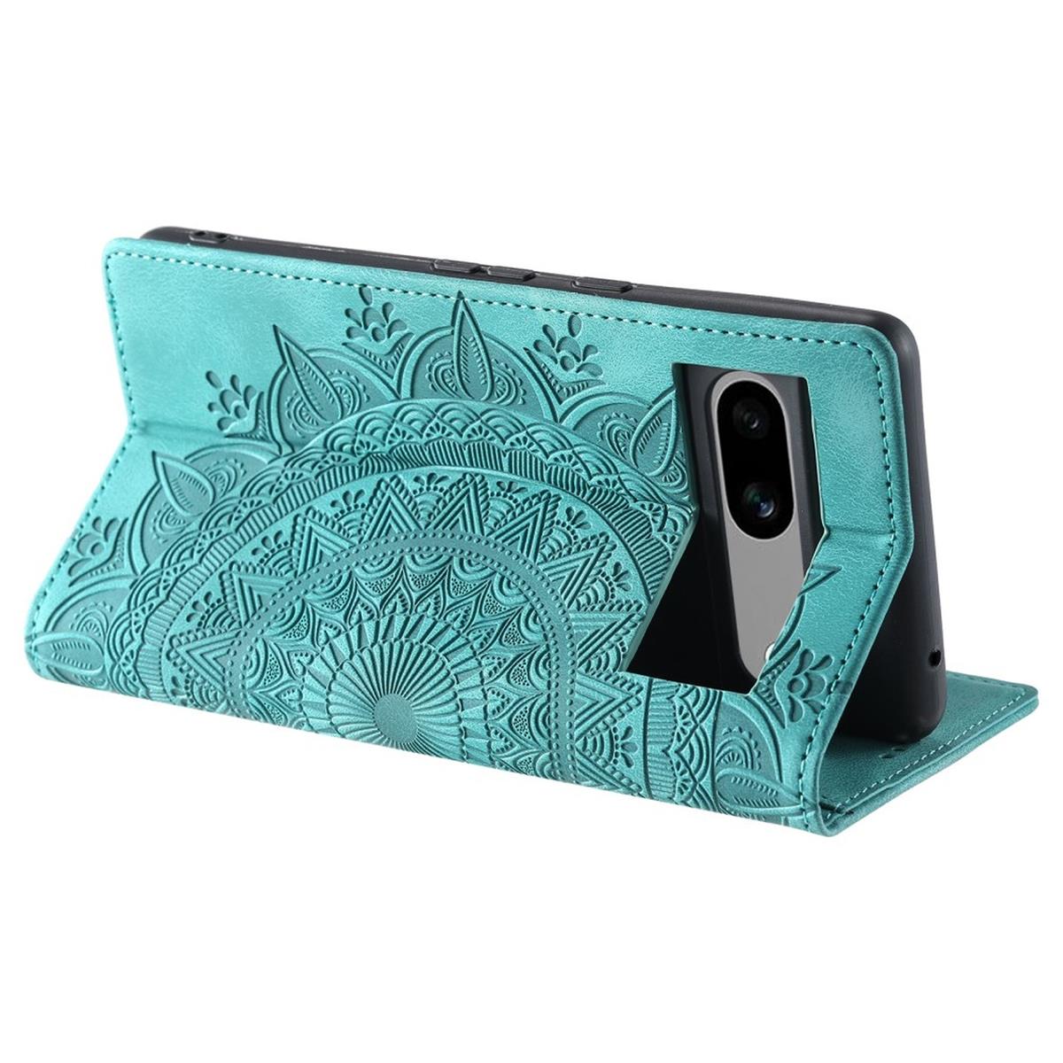 Hülle für Google Pixel 8a Handyhülle Flip Case Cover Tasche Etui Mandala Grün