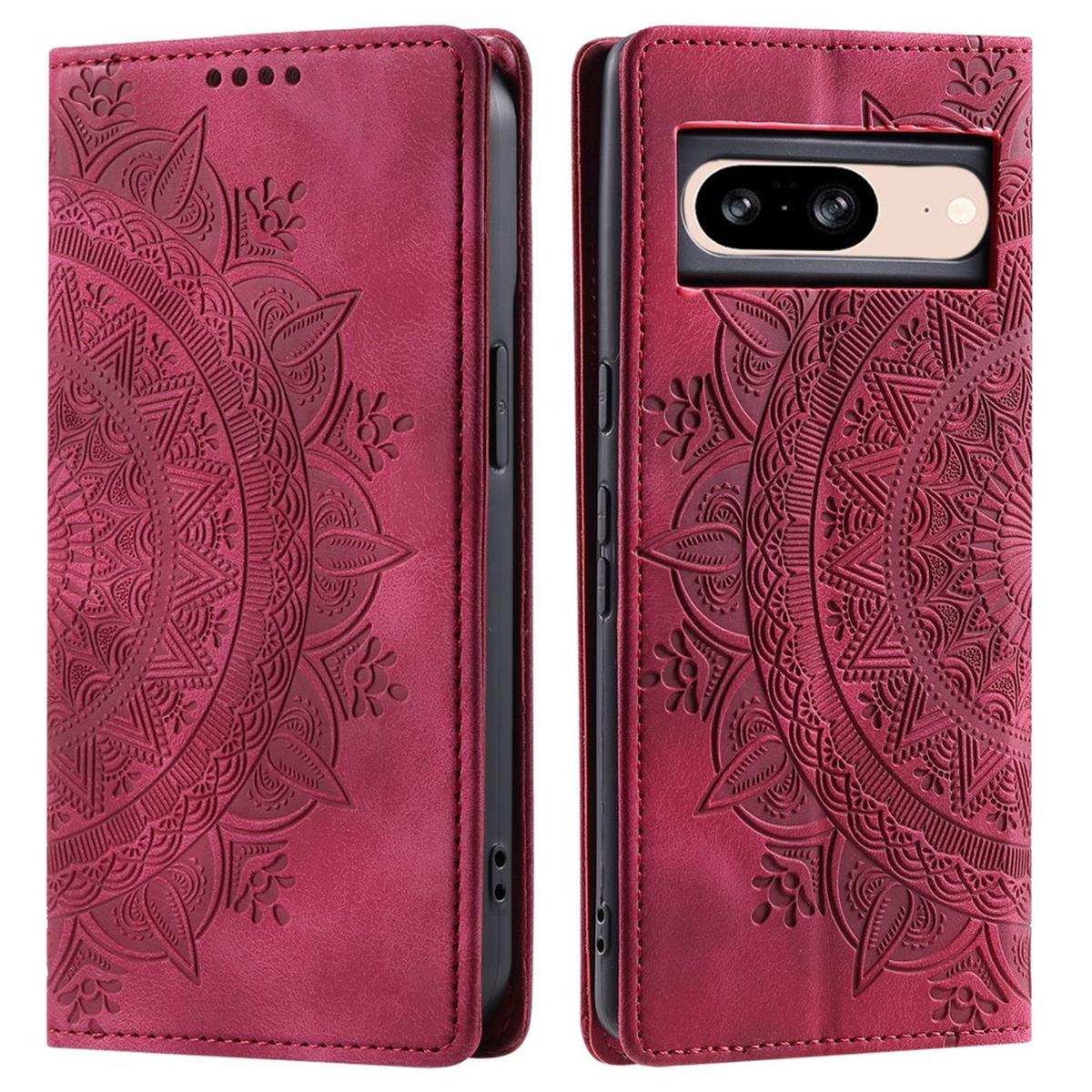 Hülle für Google Pixel 9/9 Pro Handyhülle Flip Case Cover Etui Mandala Rot
