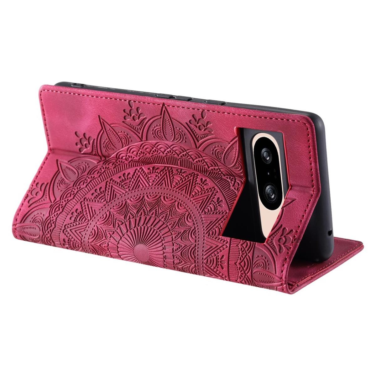 Hülle für Google Pixel 9/9 Pro Handyhülle Flip Case Cover Etui Mandala Rot
