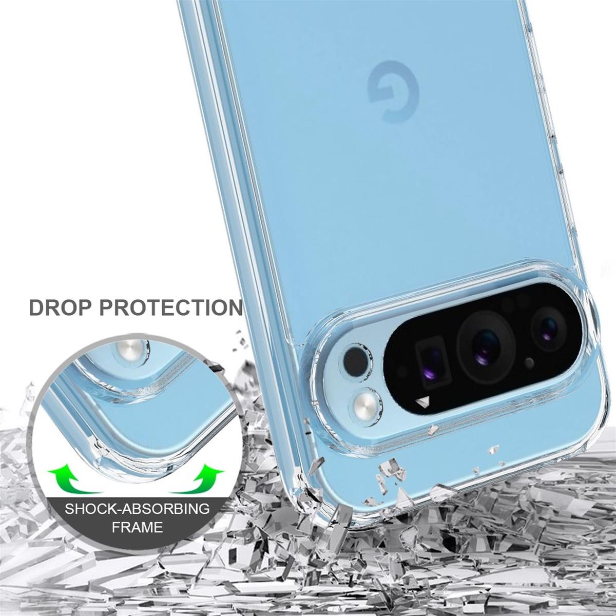 Hülle für Google Pixel 9 Pro Handyhülle Case Hybrid Silikon Bumper Cover Klar