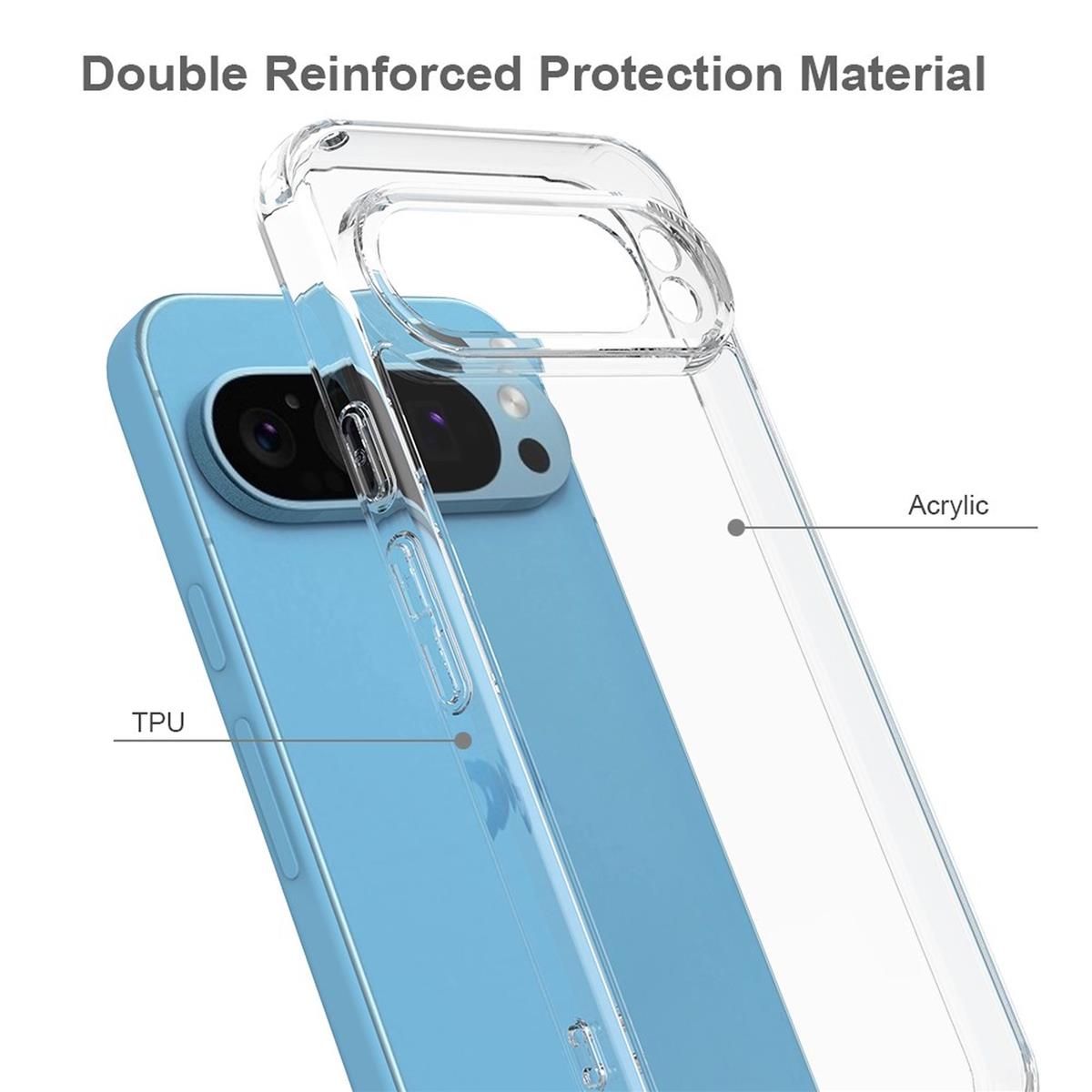 Hülle für Google Pixel 9 Pro Handyhülle Case Hybrid Silikon Bumper Cover Klar