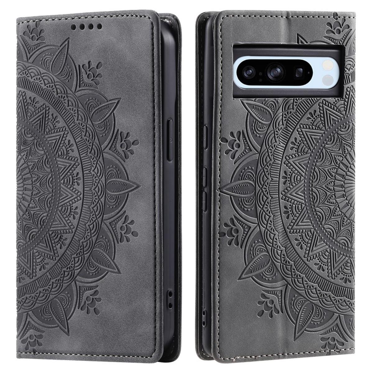 Hülle für Google Pixel 9 Pro XL Handyhülle Flip Case Cover Etui Mandala Grau