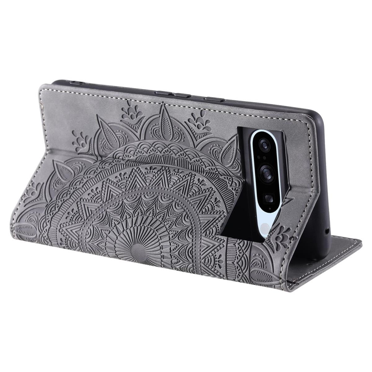 Hülle für Google Pixel 9 Pro XL Handyhülle Flip Case Cover Etui Mandala Grau