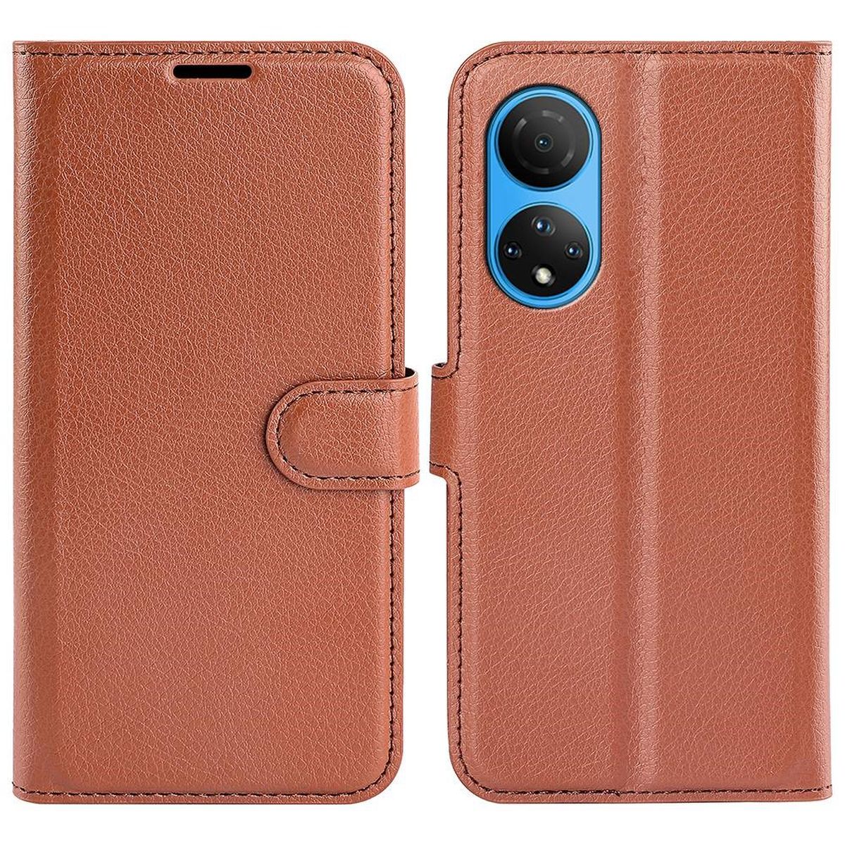 Hülle für Honor X7 Handyhülle Flip Case Schutzhülle Cover Tasche Handy Braun