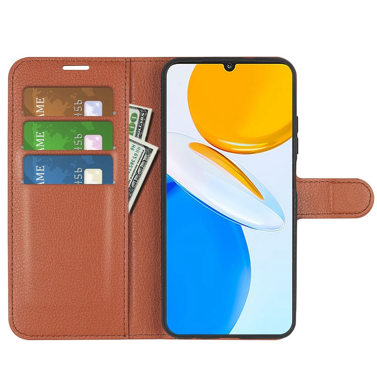 Hülle für Honor X7 Handyhülle Flip Case Schutzhülle Cover Tasche Handy Braun