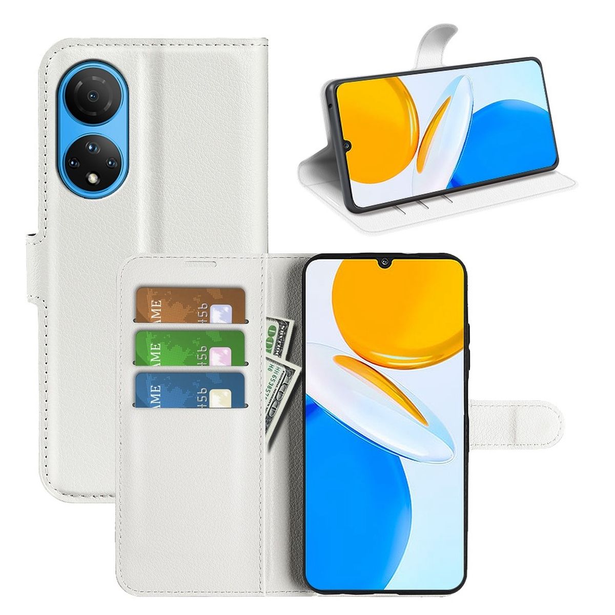 Hülle für Honor X7 Handyhülle Flip Case Schutzhülle Cover Tasche Handy Etui Weiß