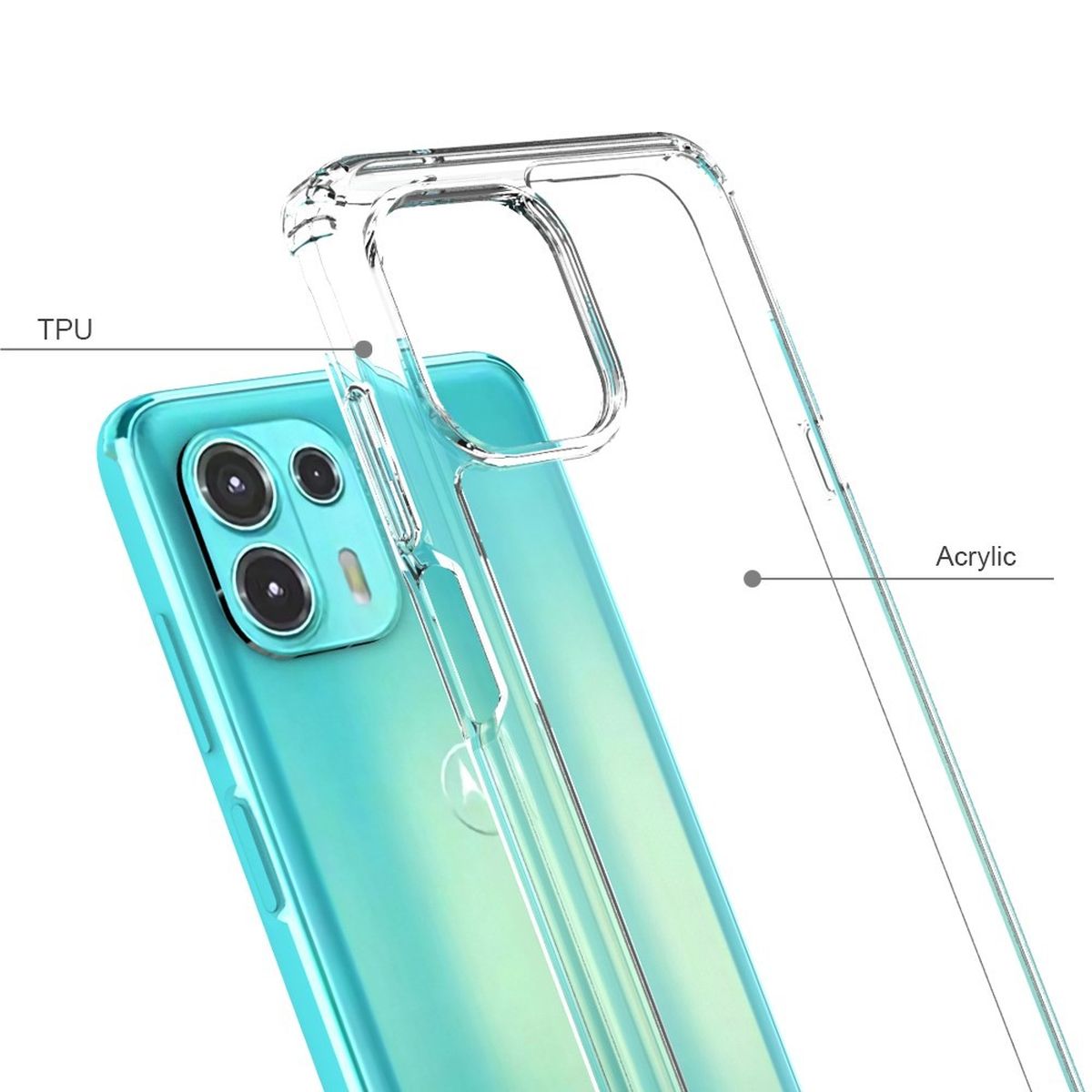 Hülle für Motorola Edge 20 Lite Handyhülle Hybrid Silikon Case Bumper Cover Klar