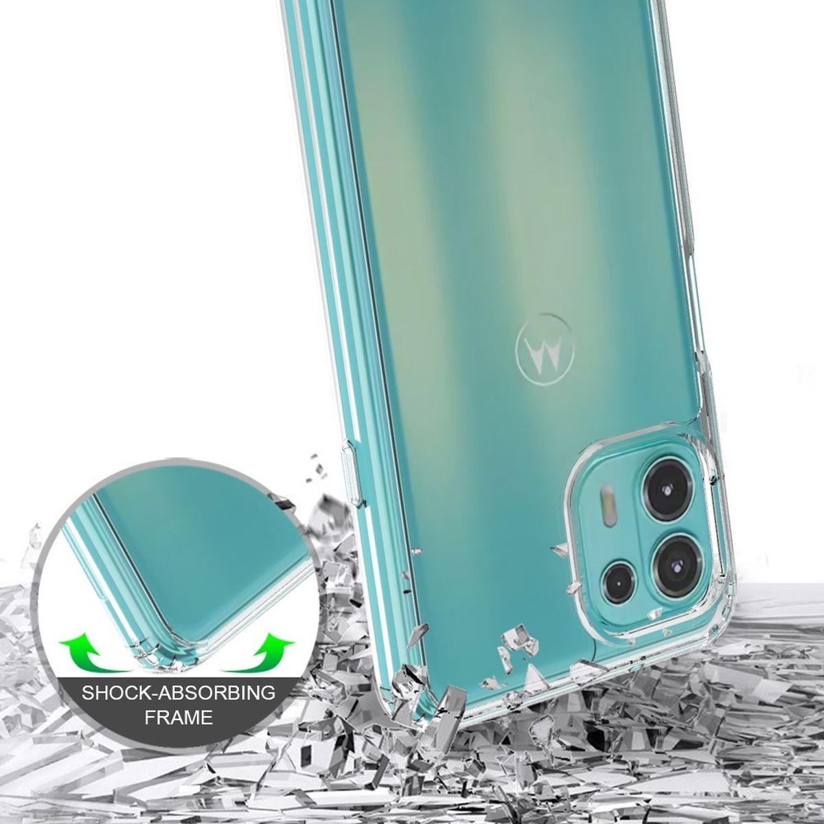 Hülle für Motorola Edge 20 Lite Handyhülle Hybrid Silikon Case Bumper Cover Klar