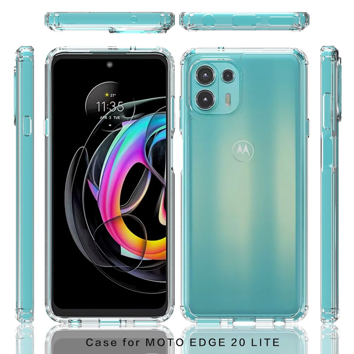 Hülle für Motorola Edge 20 Lite Handyhülle Hybrid Silikon Case Bumper Cover Klar