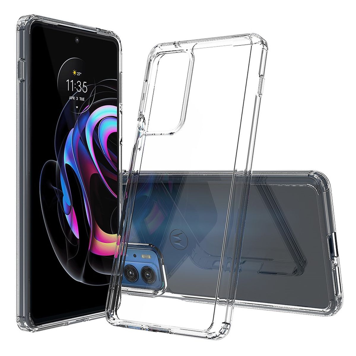 Hülle für Motorola Edge 20 Pro Handyhülle Hybrid Silikon Case Bumper Cover Klar