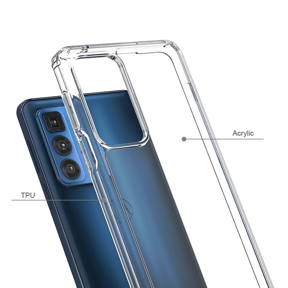 Hülle für Motorola Edge 20 Pro Handyhülle Hybrid Silikon Case Bumper Cover Klar