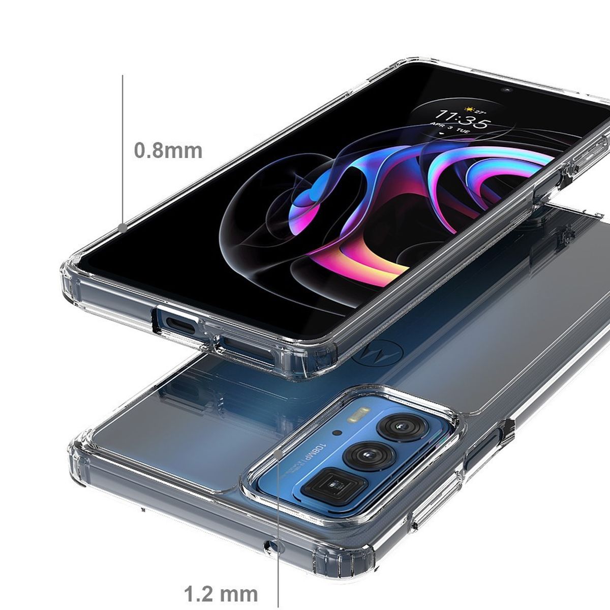 Hülle für Motorola Edge 20 Pro Handyhülle Hybrid Silikon Case Bumper Cover Klar