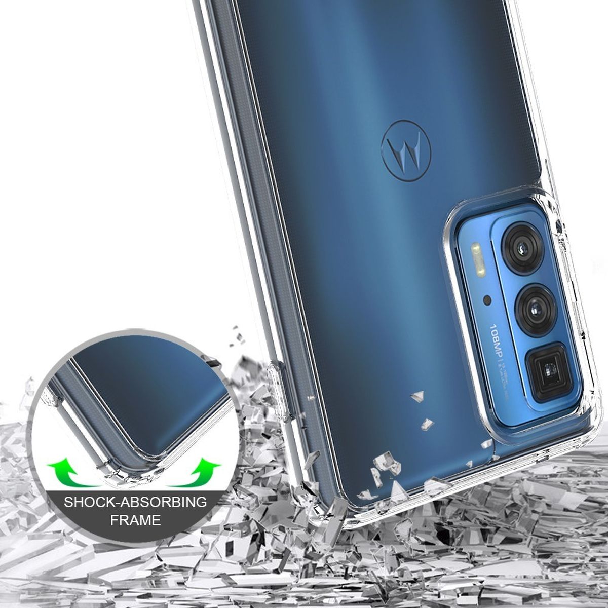 Hülle für Motorola Edge 20 Pro Handyhülle Hybrid Silikon Case Bumper Cover Klar