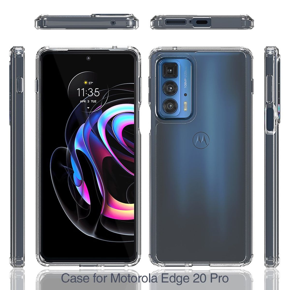 Hülle für Motorola Edge 20 Pro Handyhülle Hybrid Silikon Case Bumper Cover Klar