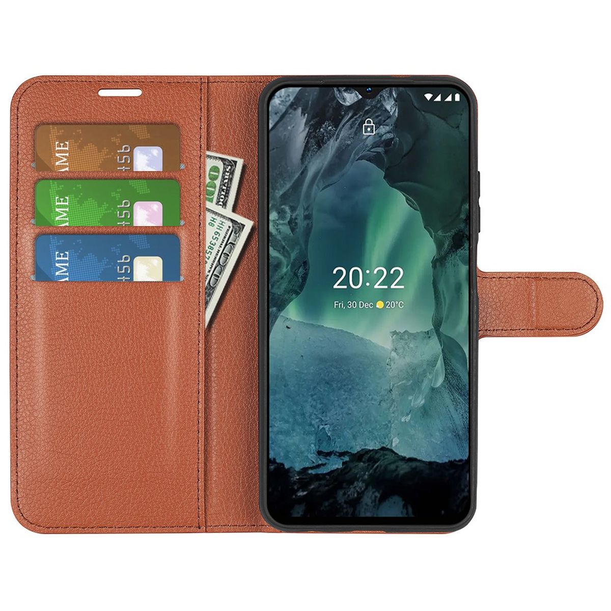Hülle für Nokia G21/G11 Handyhülle Flip Case Schutzhülle Cover Tasche Etui Braun