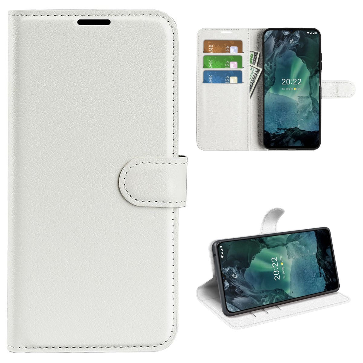 Hülle für Nokia G21/G11 Handyhülle Flip Case Schutzhülle Cover Tasche Etui Weiß