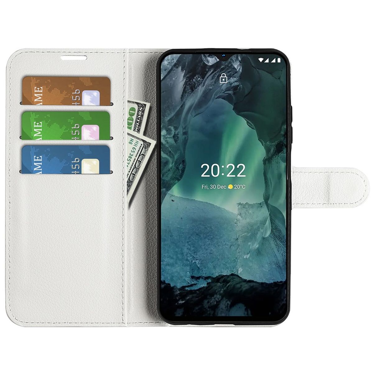 Hülle für Nokia G21/G11 Handyhülle Flip Case Schutzhülle Cover Tasche Etui Weiß