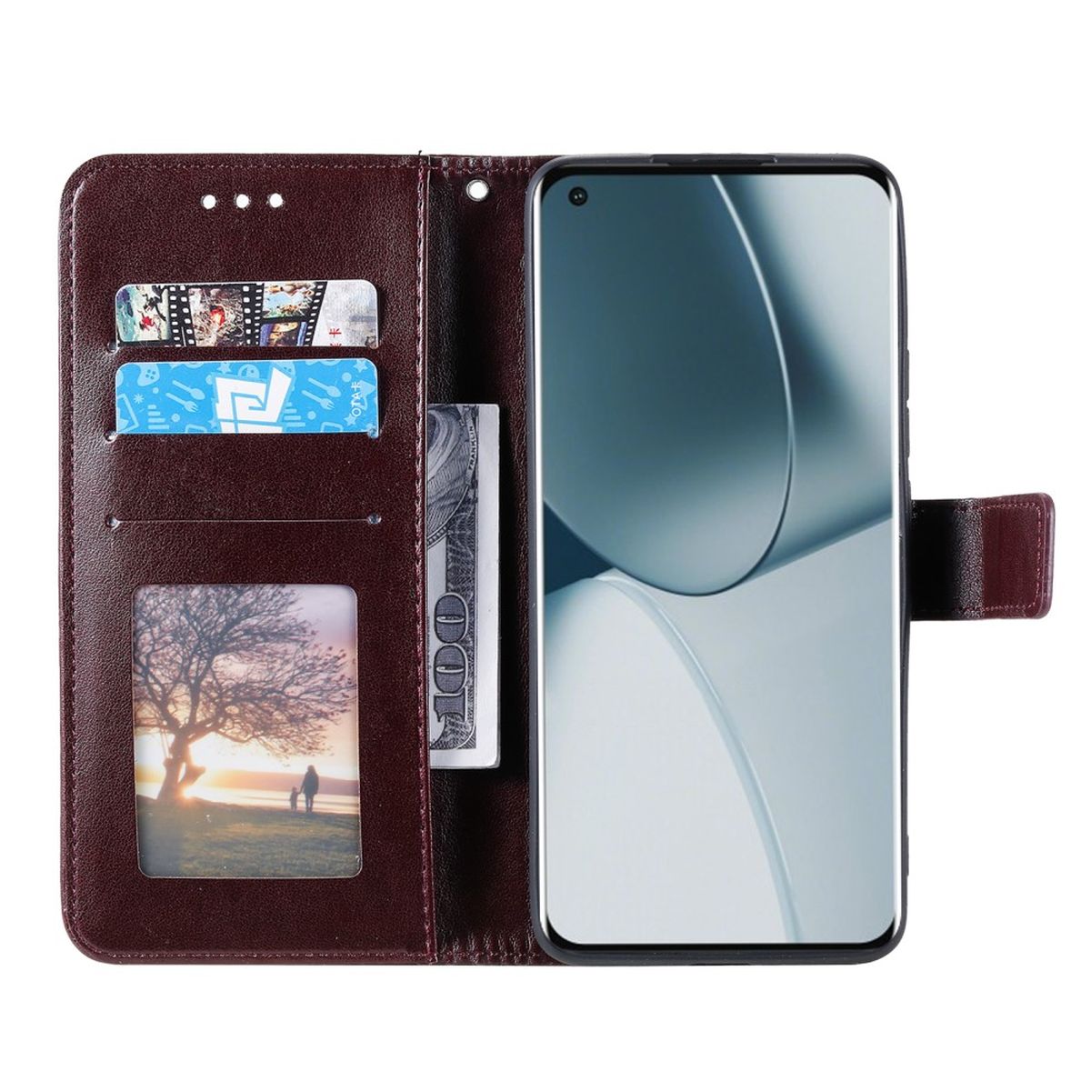 Hülle für OnePlus 10 Pro 5G Handyhülle Flip Case Cover Etui Mandala Braun