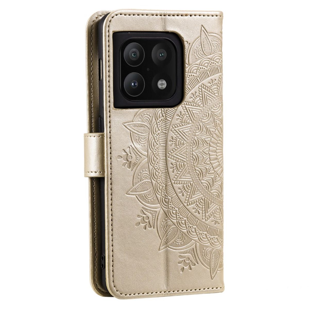 Hülle für OnePlus 10 Pro 5G Handyhülle Flip Case Cover Etui Mandala Gold