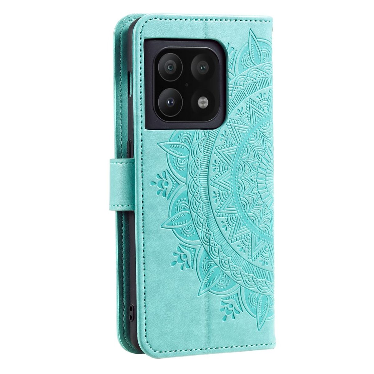 Hülle für OnePlus 10 Pro 5G Handyhülle Flip Case Cover Etui Mandala Grün