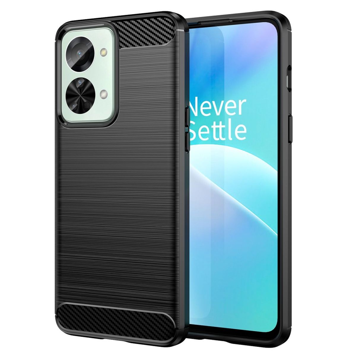 Hülle für OnePlus Nord 2T 5G Handyhülle Silikon Case Cover Bumper Carbonfarben