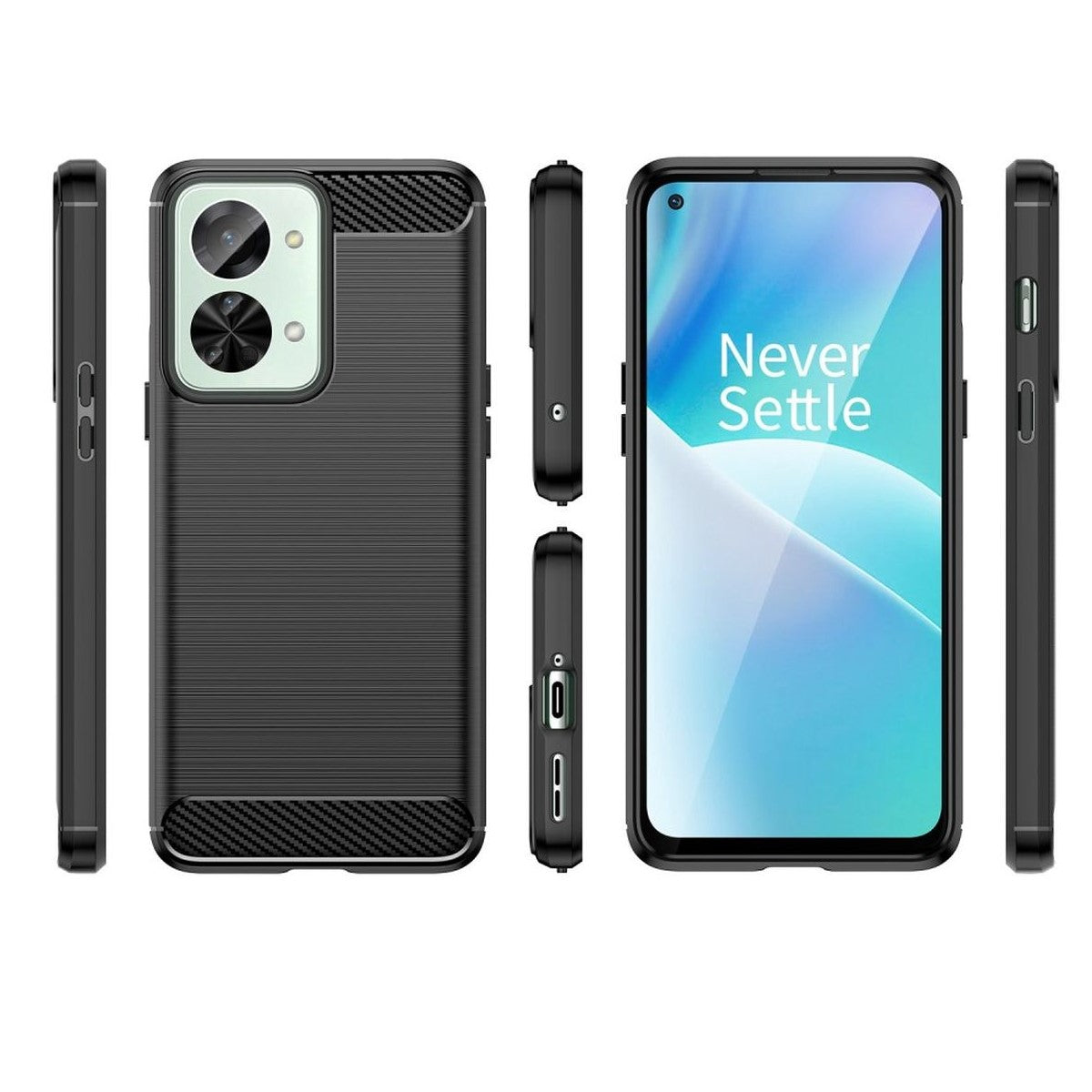Hülle für OnePlus Nord 2T 5G Handyhülle Silikon Case Cover Bumper Carbonfarben