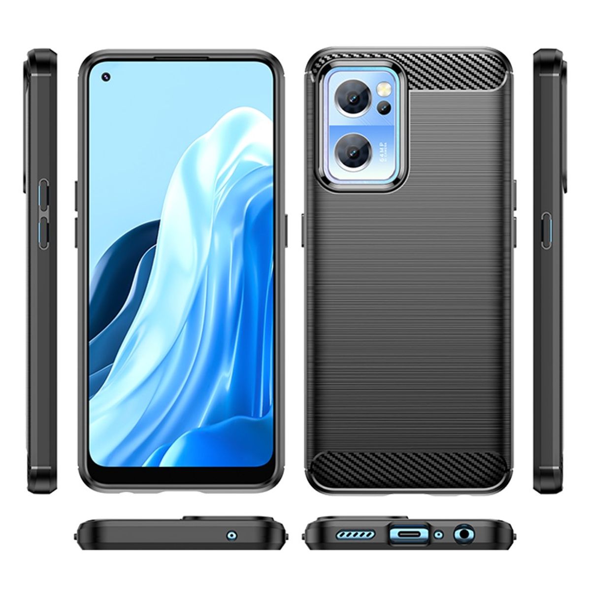 Hülle für OnePlus Nord CE 2 5G Handyhülle Silikon Case Cover Bumper Carbonfarben