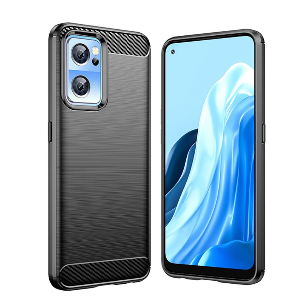 Hülle für OnePlus Nord CE 2 5G Handyhülle Silikon Case Cover Bumper Carbonfarben