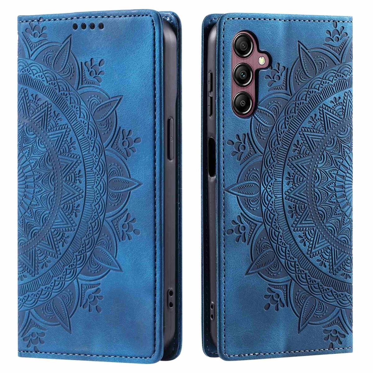 Hülle für Samsung Galaxy S25 Handyhülle Flip Case Cover Tasche Etui Mandala Blau