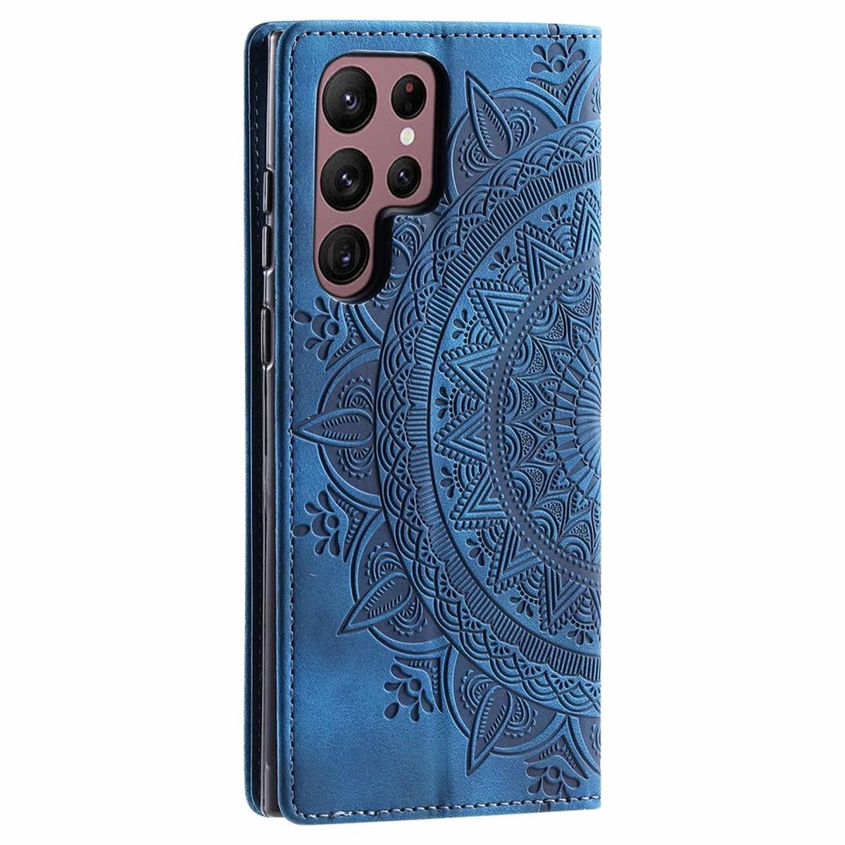Hülle für Samsung Galaxy S25 Ultra Handyhülle Flip Case Cover Tasche Mandala Blau