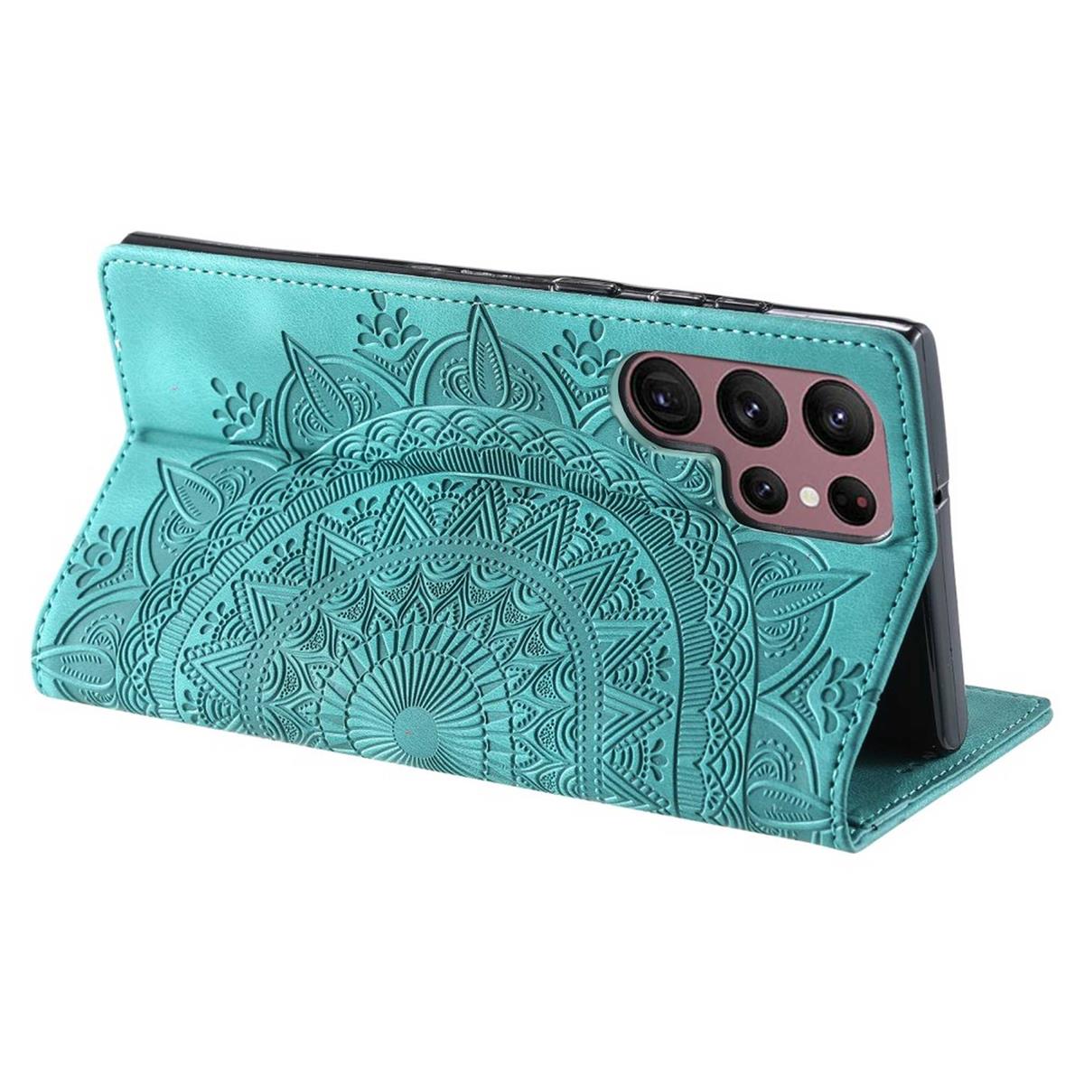 Hülle für Samsung Galaxy S25 Ultra Handyhülle Flip Case Cover Tasche Mandala Grün