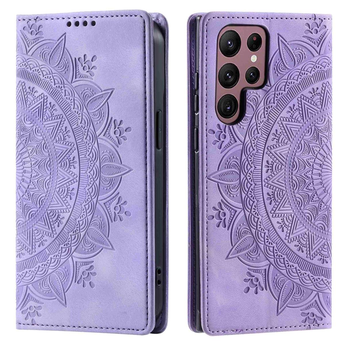 Hülle für Samsung Galaxy S25 Ultra Handyhülle Flip Case Cover Tasche Mandala Lila