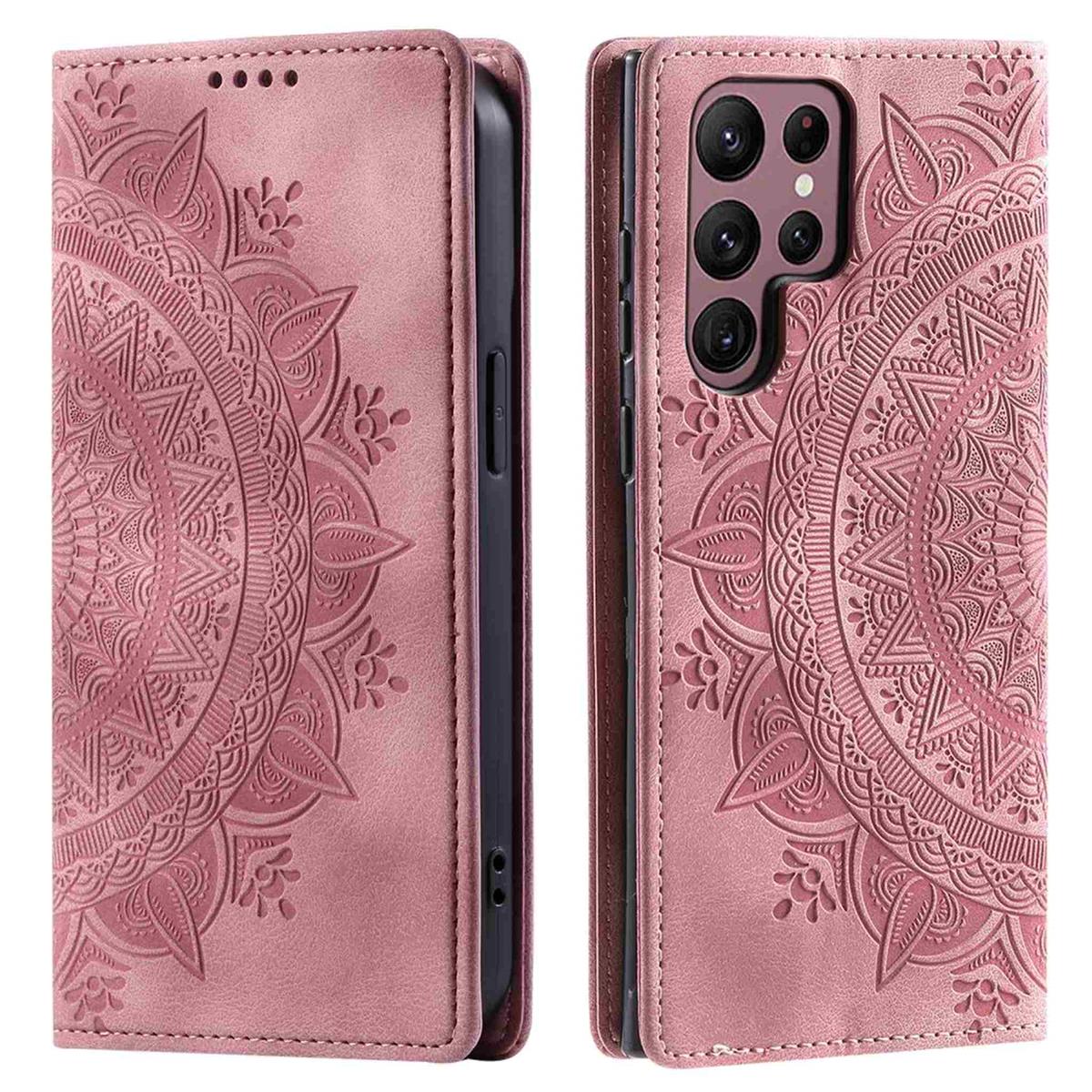 Hülle für Samsung Galaxy S25 Ultra Handyhülle Flip Case Cover Tasche Mandala Rose