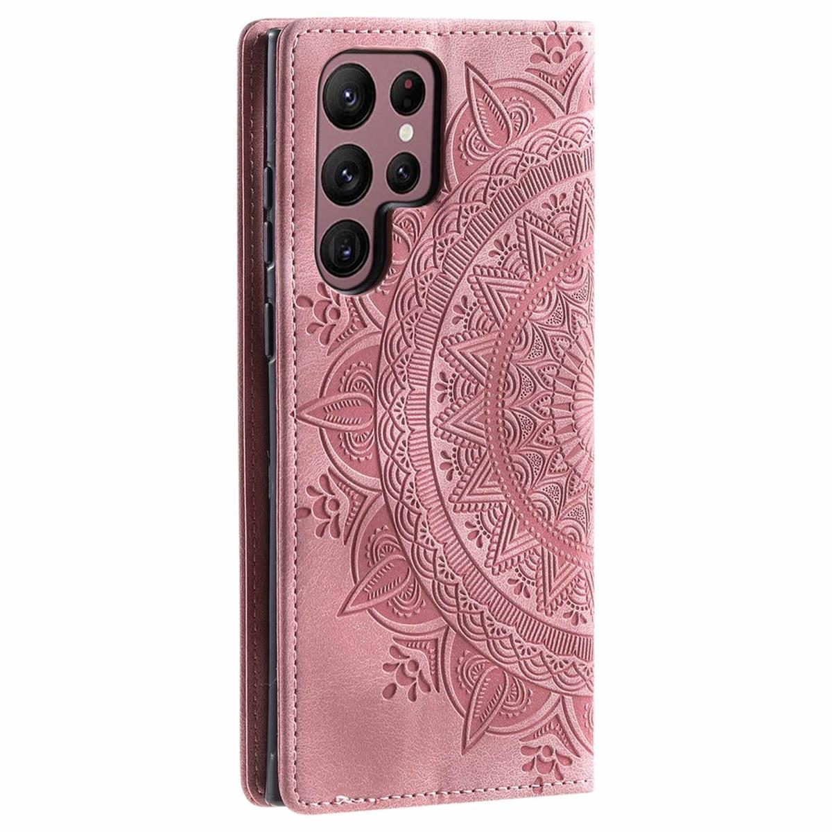 Hülle für Samsung Galaxy S25 Ultra Handyhülle Flip Case Cover Tasche Mandala Rose