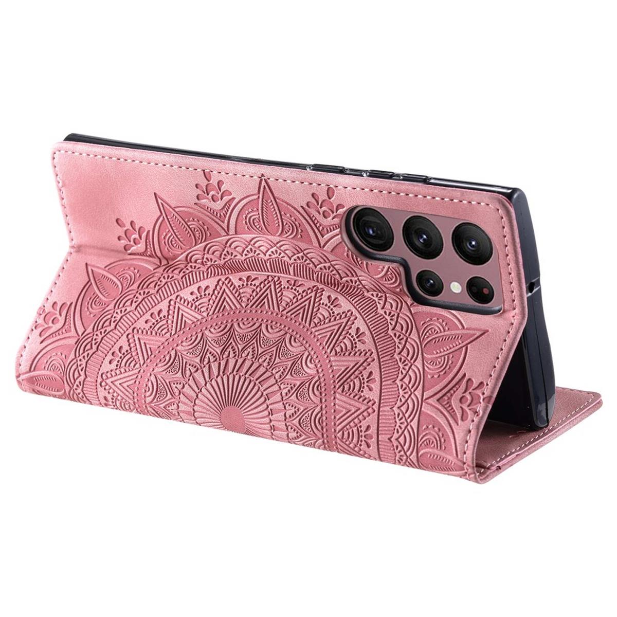 Hülle für Samsung Galaxy S25 Ultra Handyhülle Flip Case Cover Tasche Mandala Rose