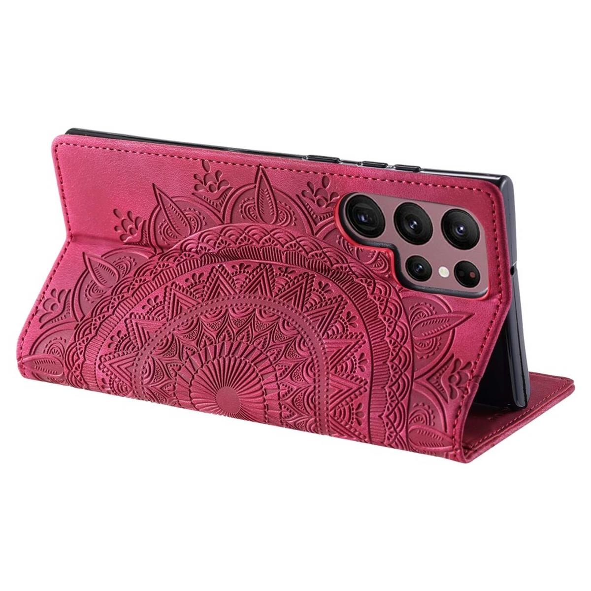 Hülle für Samsung Galaxy S25 Ultra Handyhülle Flip Case Cover Tasche Mandala Rot