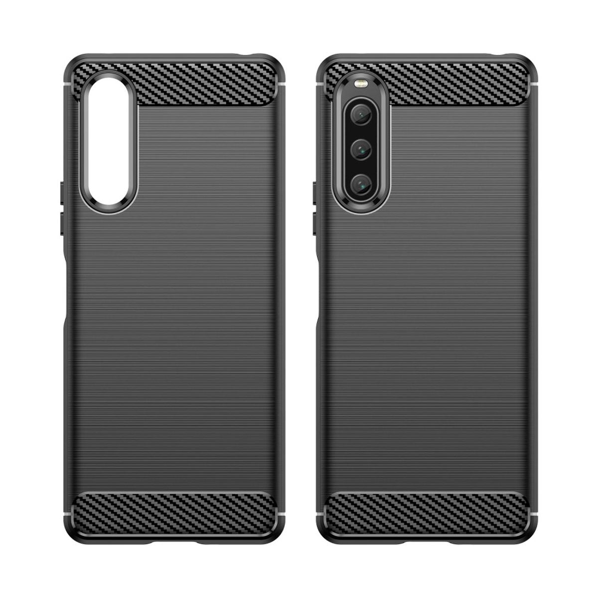 Hülle für Sony Xperia 10 V Handyhülle Silikon Case Cover Bumper Carbonfarben