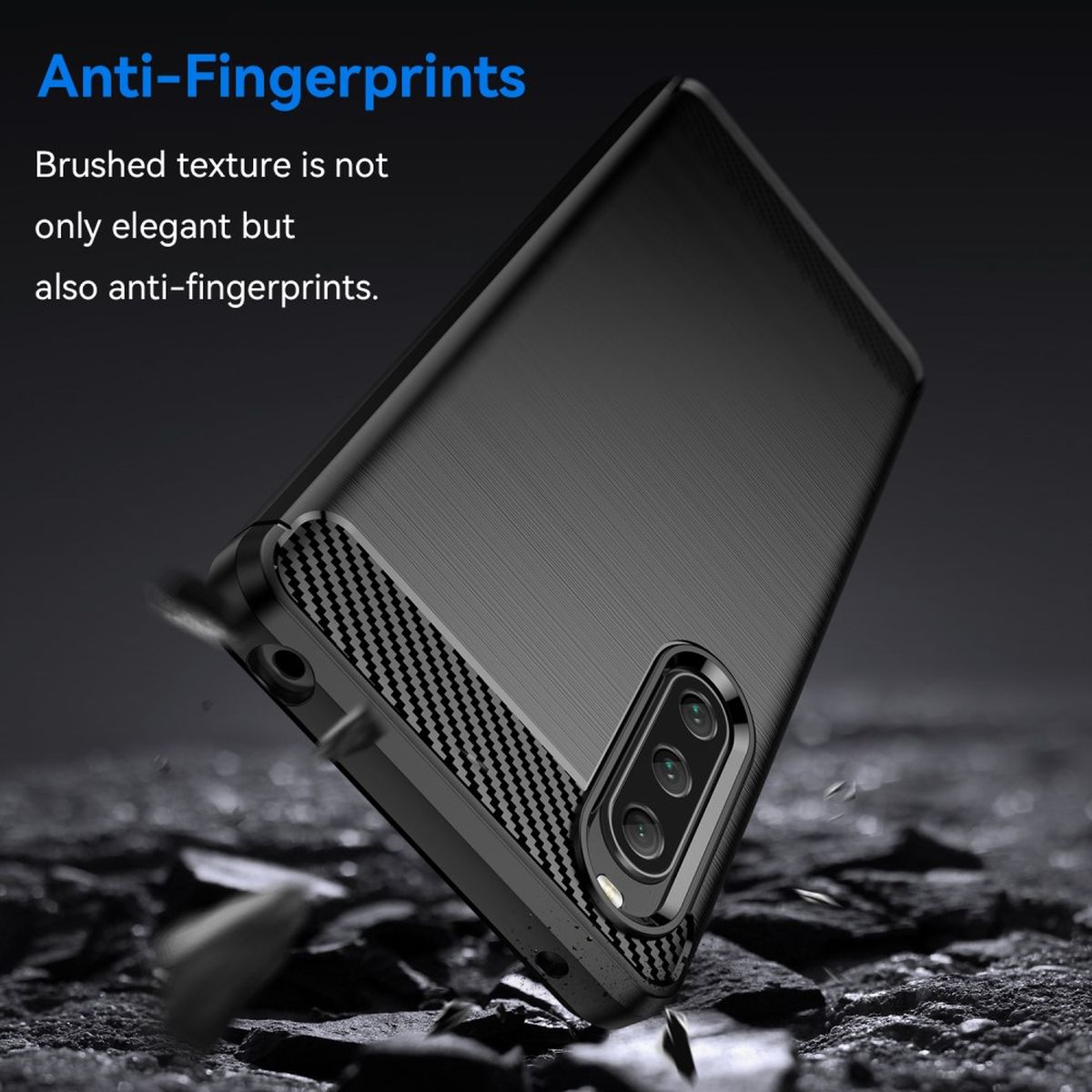 Hülle für Sony Xperia 10 V Handyhülle Silikon Case Cover Bumper Carbonfarben