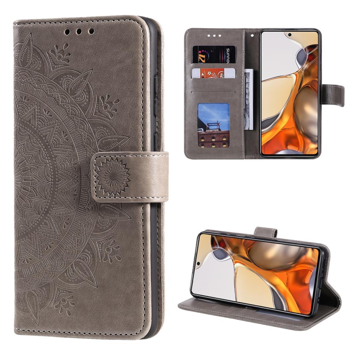 Hülle für Xiaomi 11T/11T Pro Handy Tasche Flip Case Cover Etui Mandala Grau