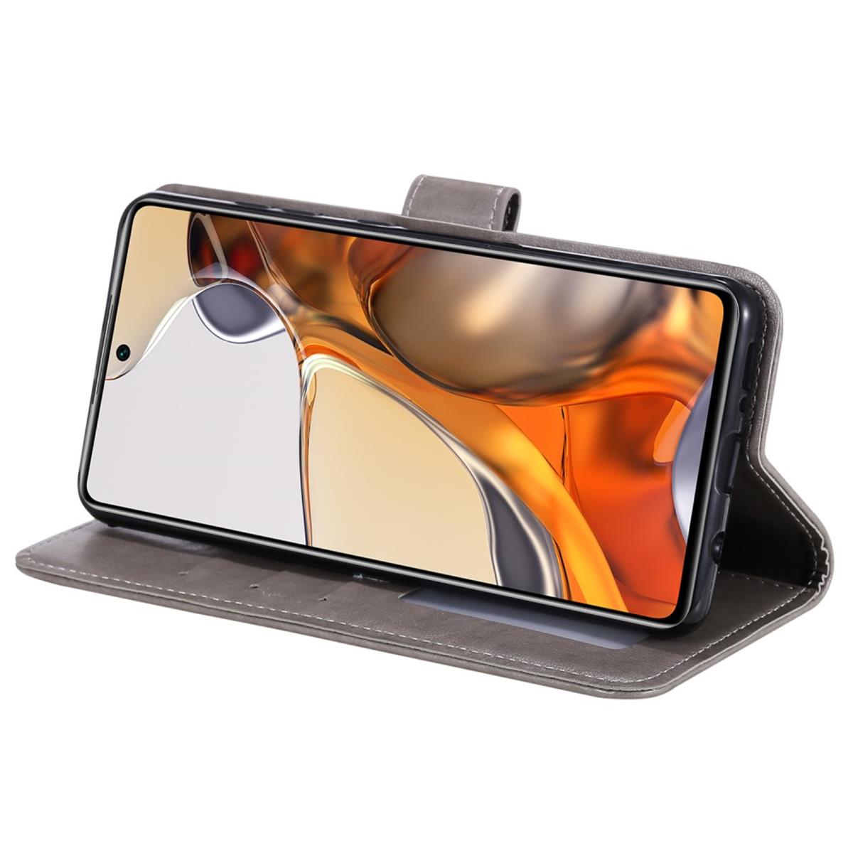 Hülle für Xiaomi 11T/11T Pro Handy Tasche Flip Case Cover Etui Mandala Grau