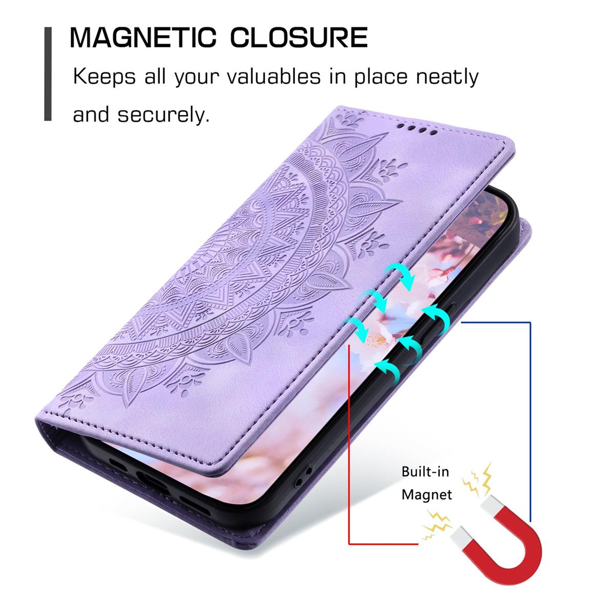Hülle für Xiaomi 14 Ultra Handyhülle Flip Case Cover Tasche Etui Mandala Lila