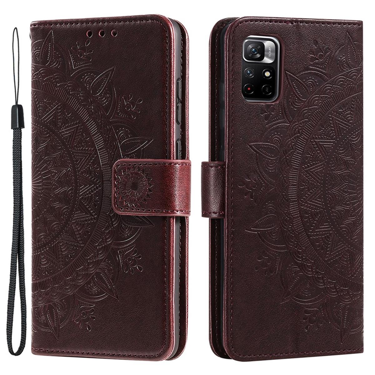 Hülle für Xiaomi Poco M4 Pro 5G/Redmi Note 11S 5G Handy Flip Case Mandala Braun