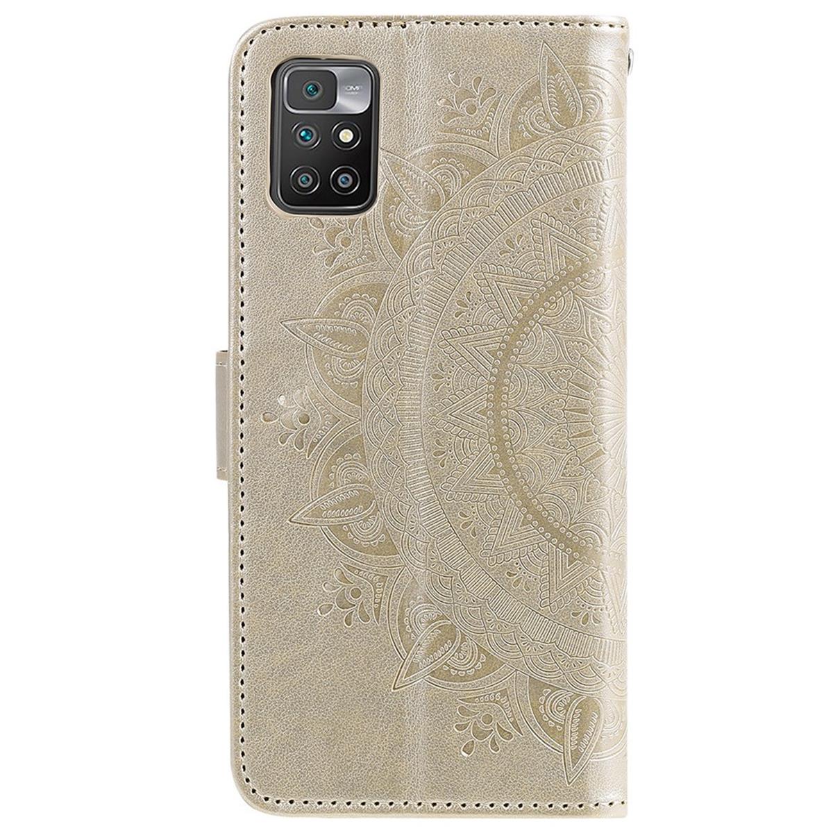 Hülle für Xiaomi Redmi 10/10 Prime Handy Tasche Flip Case Cover Mandala Gold
