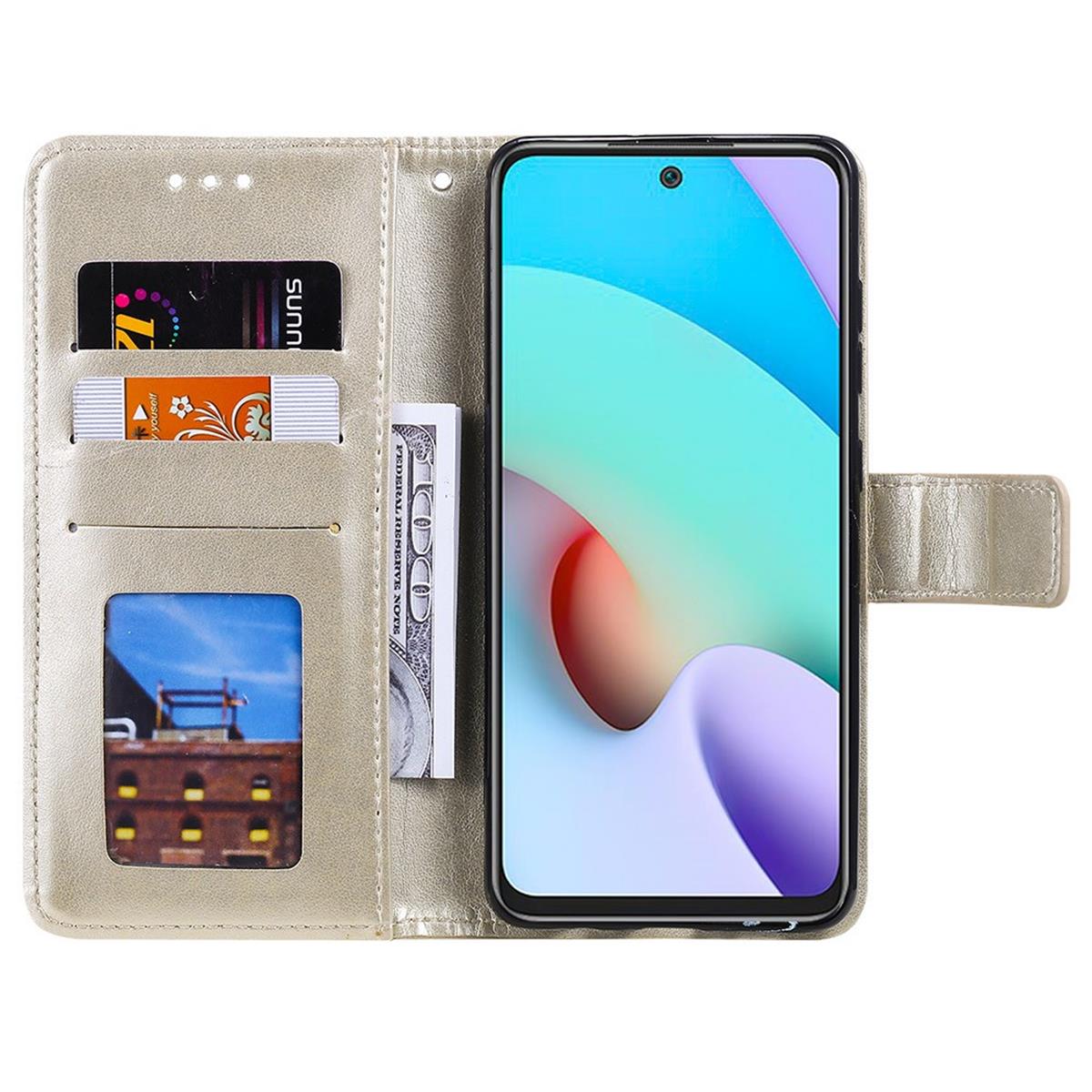 Hülle für Xiaomi Redmi 10/10 Prime Handy Tasche Flip Case Cover Mandala Gold