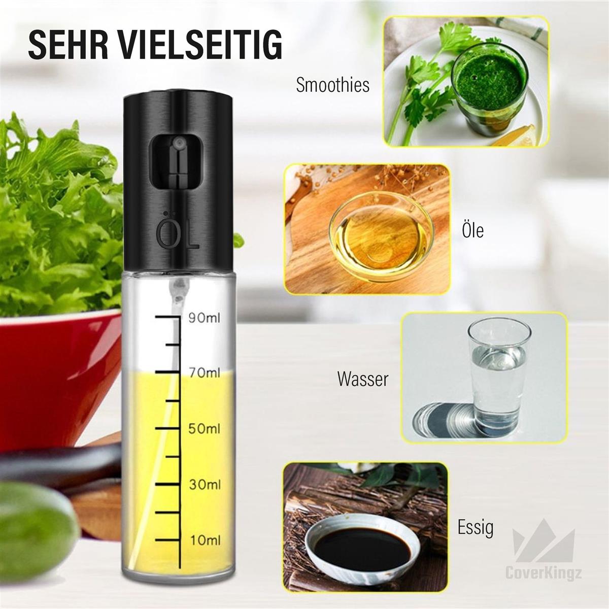 Ölsprüher für Speiseöl Öl Sprühflasche Ölzerstäuber Oil Sprayer Ölspender Schwarz